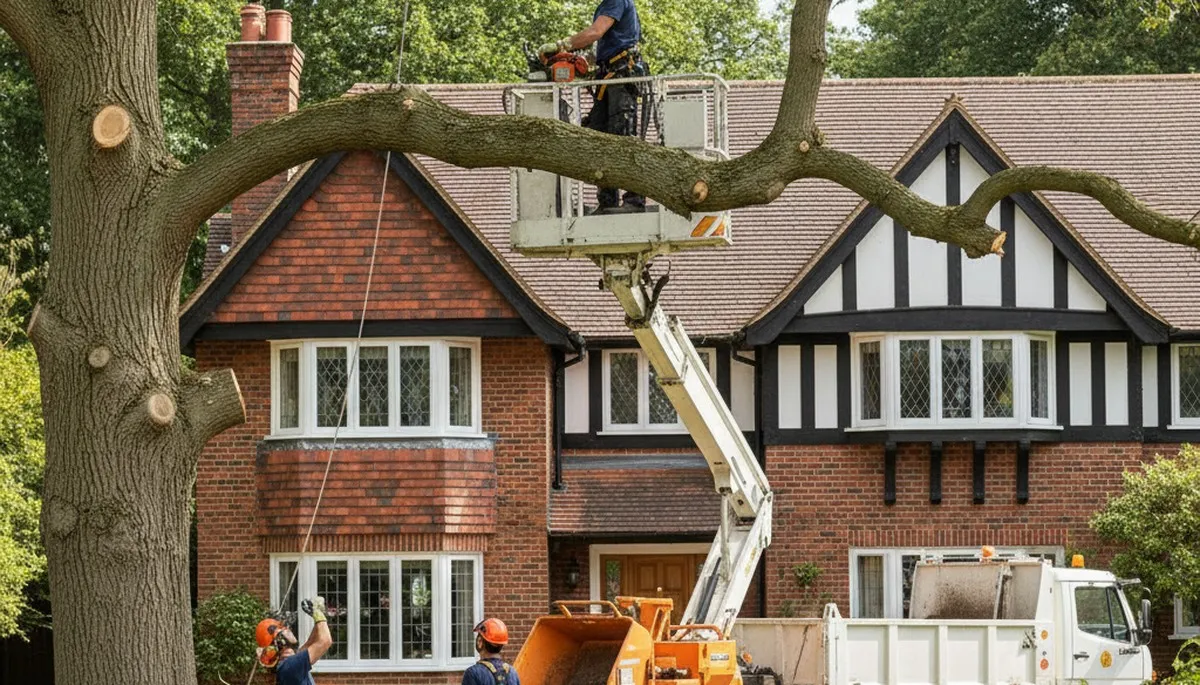 Tree service crew in Aurora, CO performing professional tree removal for a residential property