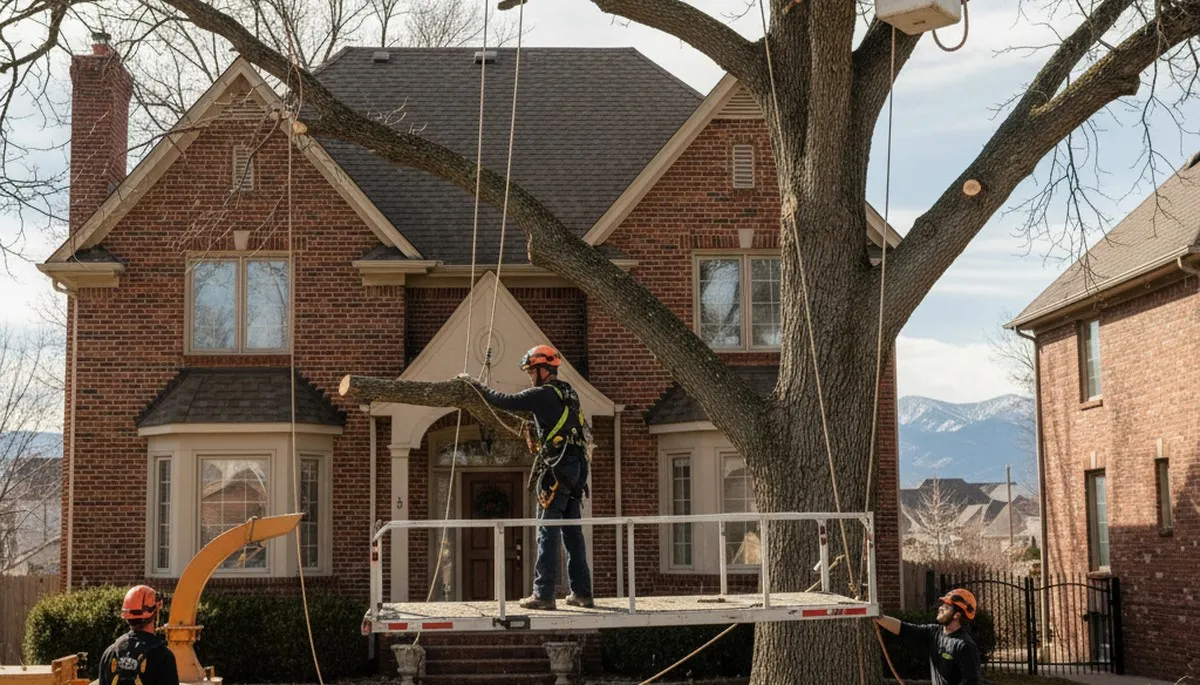 Tree service crew in Aurora, CO providing professional tree removal and trimming for local homeowners